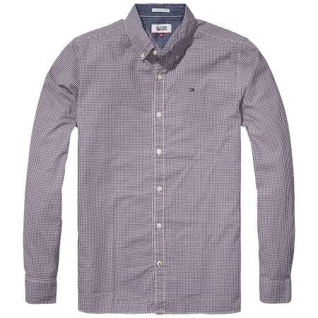 Mens Shirts Hilfiger Denim Poplin Check Shirt, Navy Blazer Check Casual 941791 60% cotton, 40% polyester